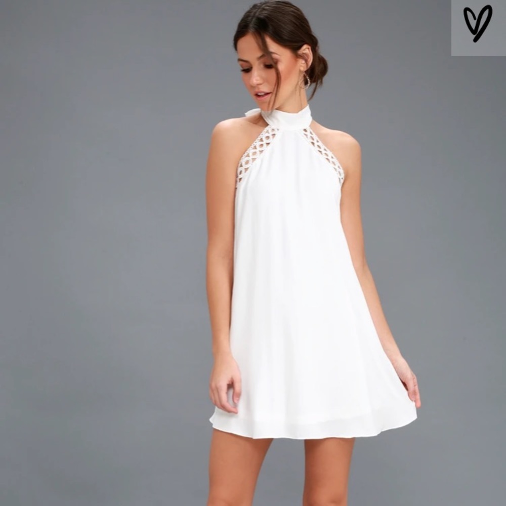 Lulus white lace halter dress